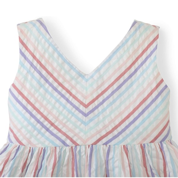 NEW 💕 Hope & Henry 100% Organic Cotton Rainbow-Colored Striped Party Dress - Picture 3 of 12